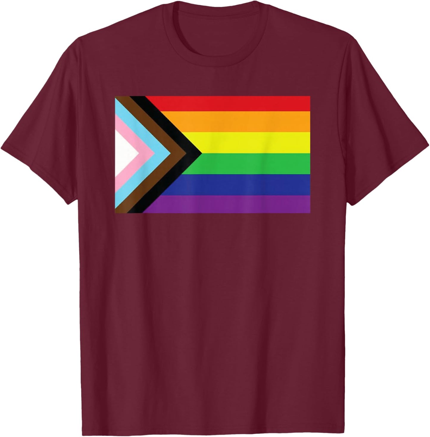 Progress Pride Flag T-Shirt - T-Shirt | Maroon
