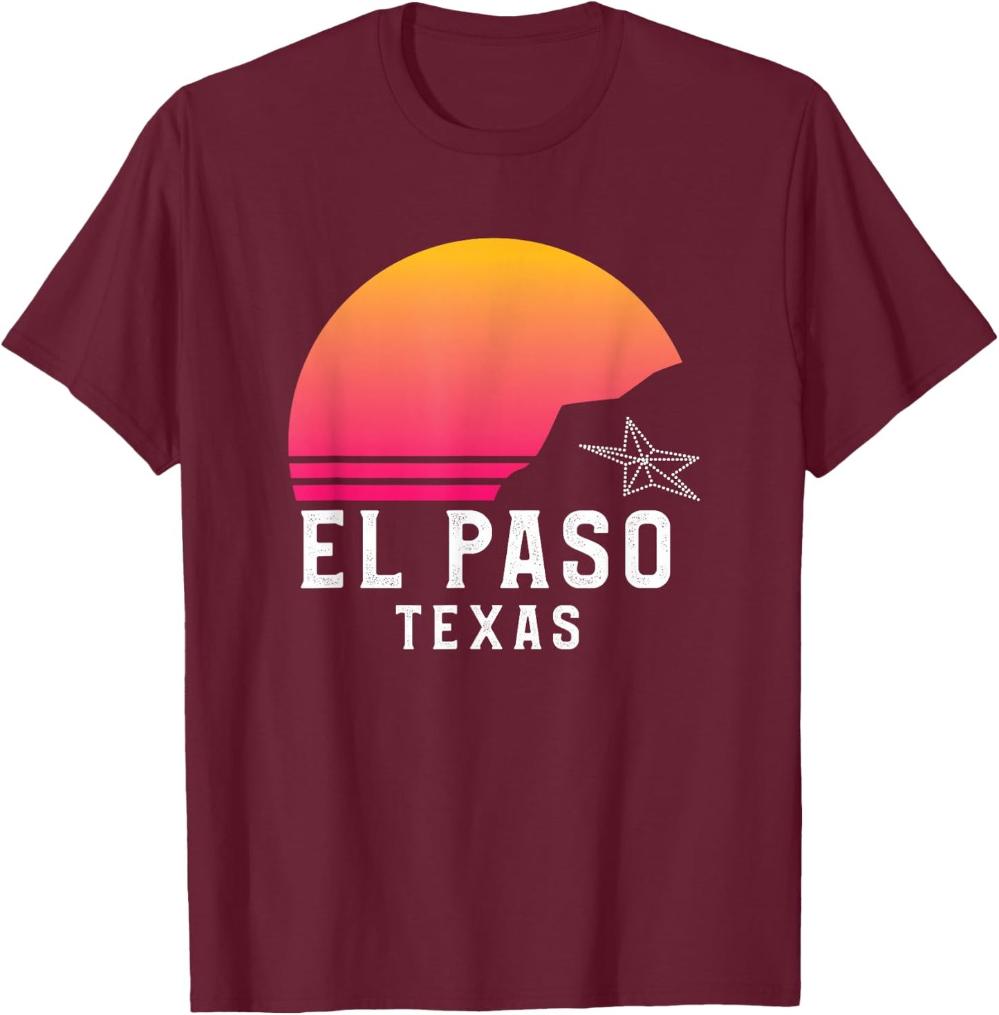 El Paso TX mountains sunset desert 915 Texas T-Shirt - T-Shirt | Maroon
