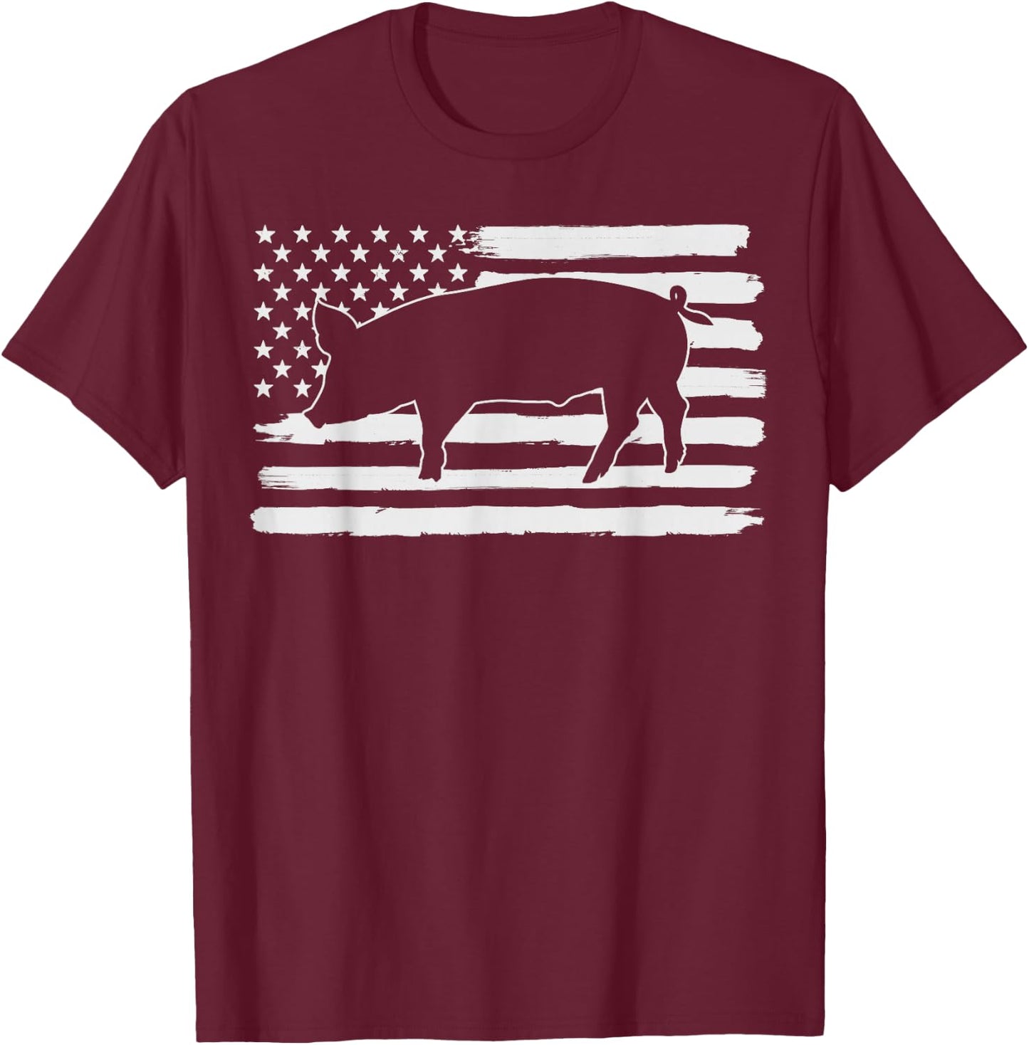 Pigs 4th Of July USA Flag US America T-Shirt - T-Shirt | Maroon