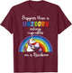 Happier Than A Unicorn Eating Cupcakes On A Rainbow T-Shirt - T-Shirt | Maroon