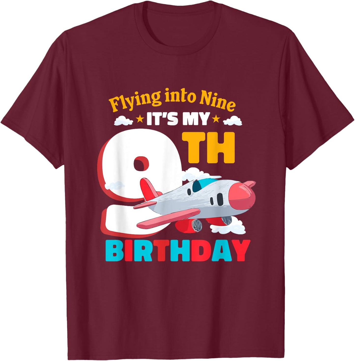 It´s My Ninth Birthday Aircraft Pilot 9th Birthday T-Shirt - T-Shirt | Maroon