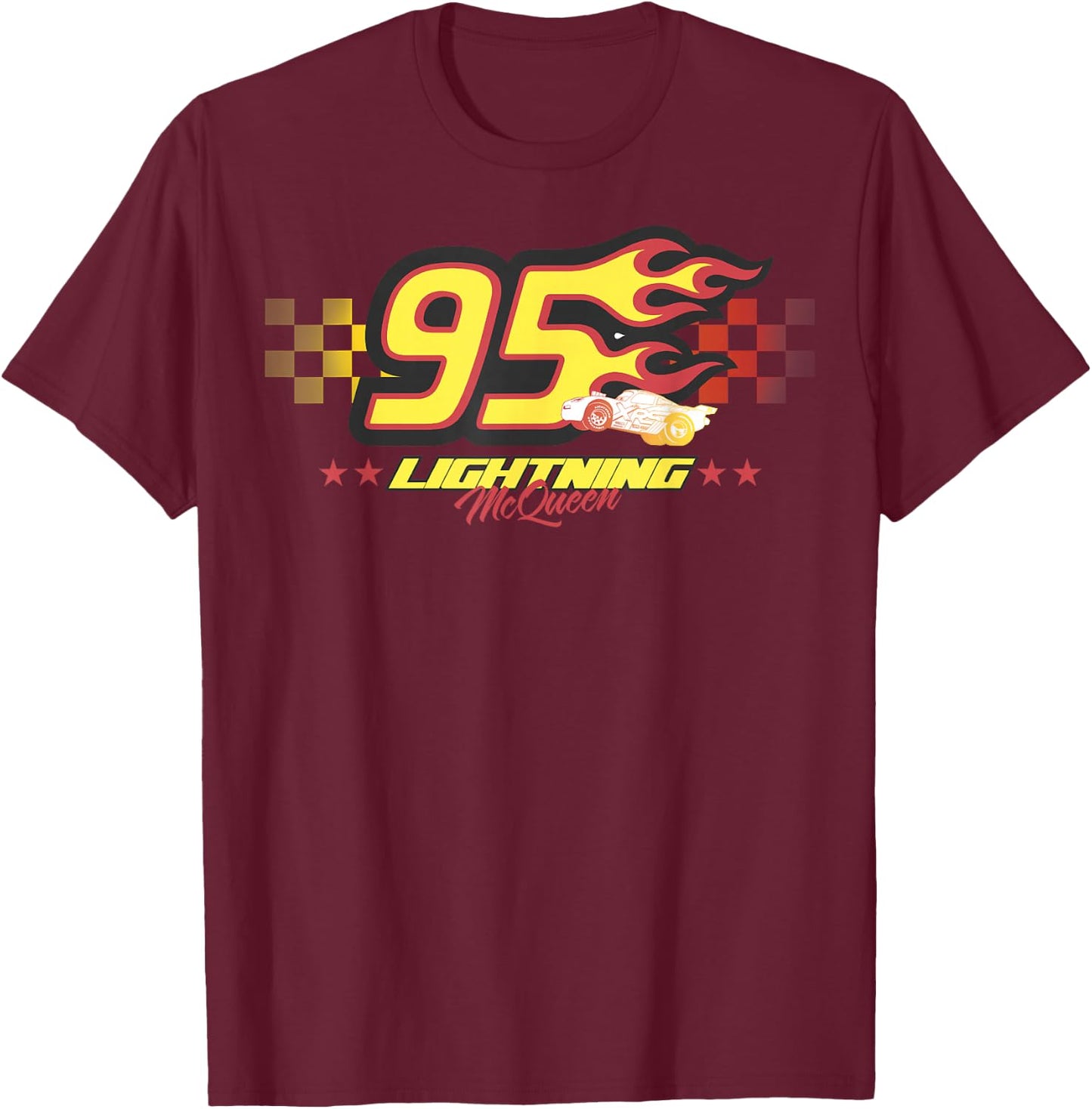Disney Pixar Cars Lightning McQueen 95 Flame Graphic T-Shirt - T-Shirt | Maroon