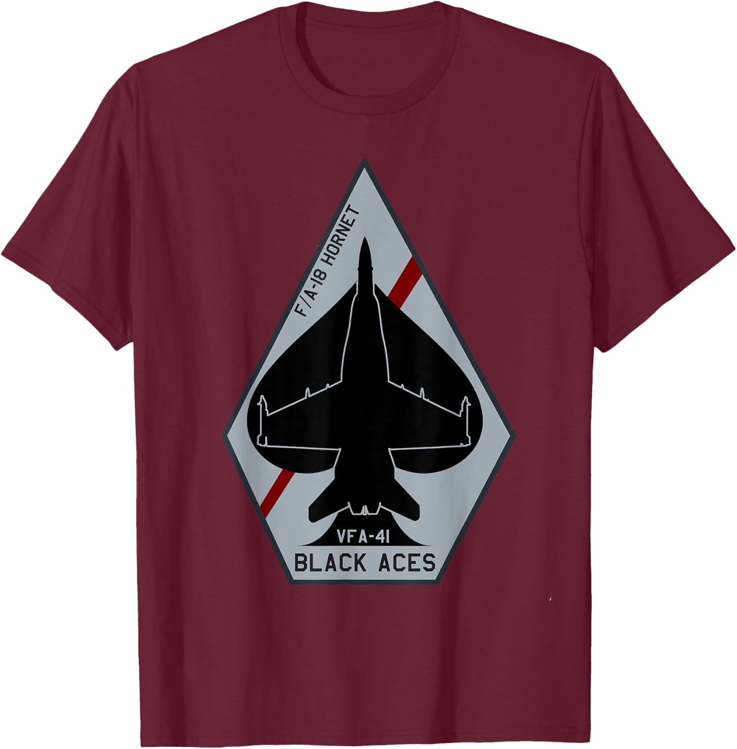 VFA-41 Black Aces F-18 Hornet Jet Fighter Airplane T-Shirt - T-Shirt | Maroon