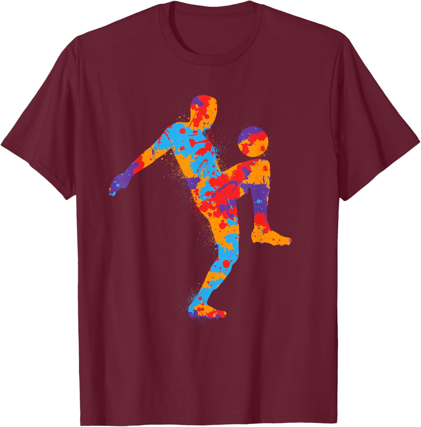 Colorful Soccer Player Sports Boys Kids Men Soccer T-Shirt - T-Shirt | Maroon
