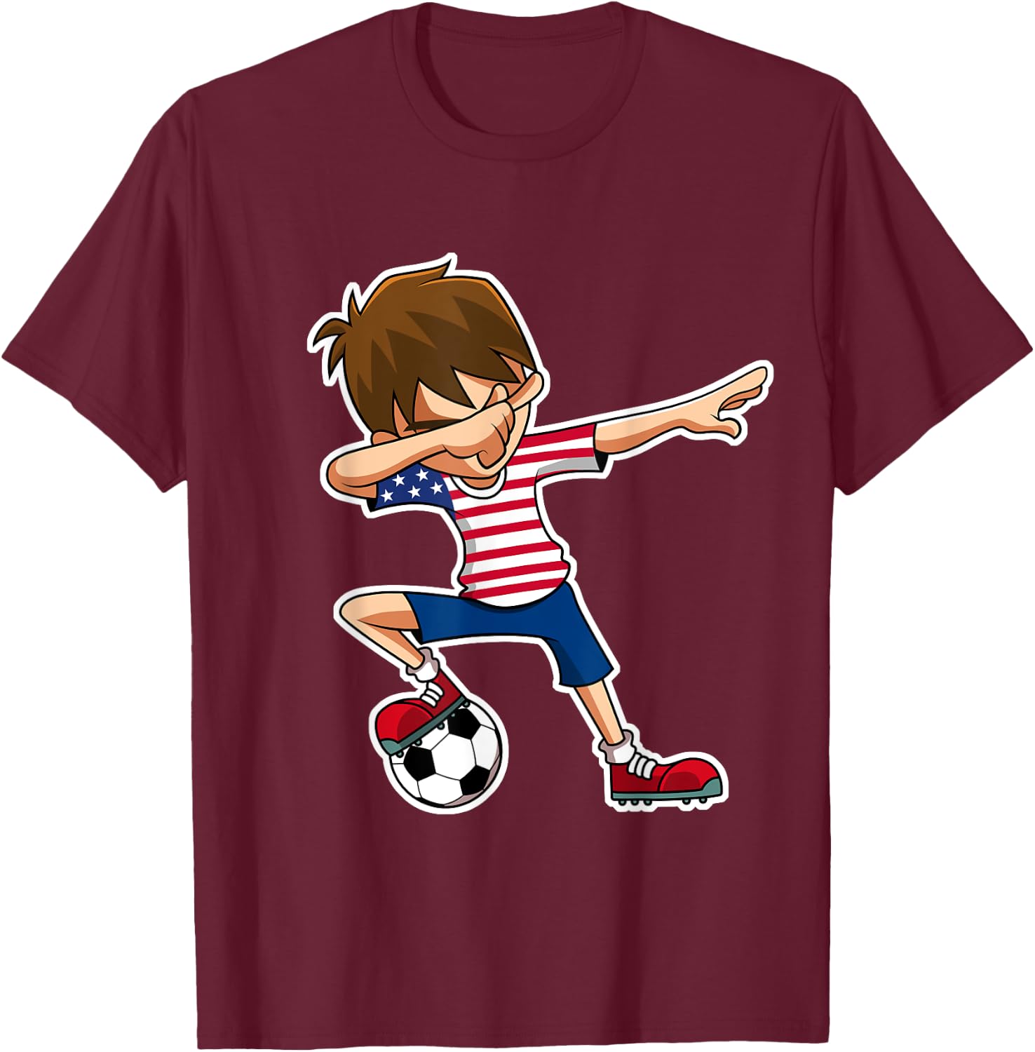 Dabbing Soccer Boy USA Shirt United States Boys Youth T-Shirt - T-Shirt | Maroon