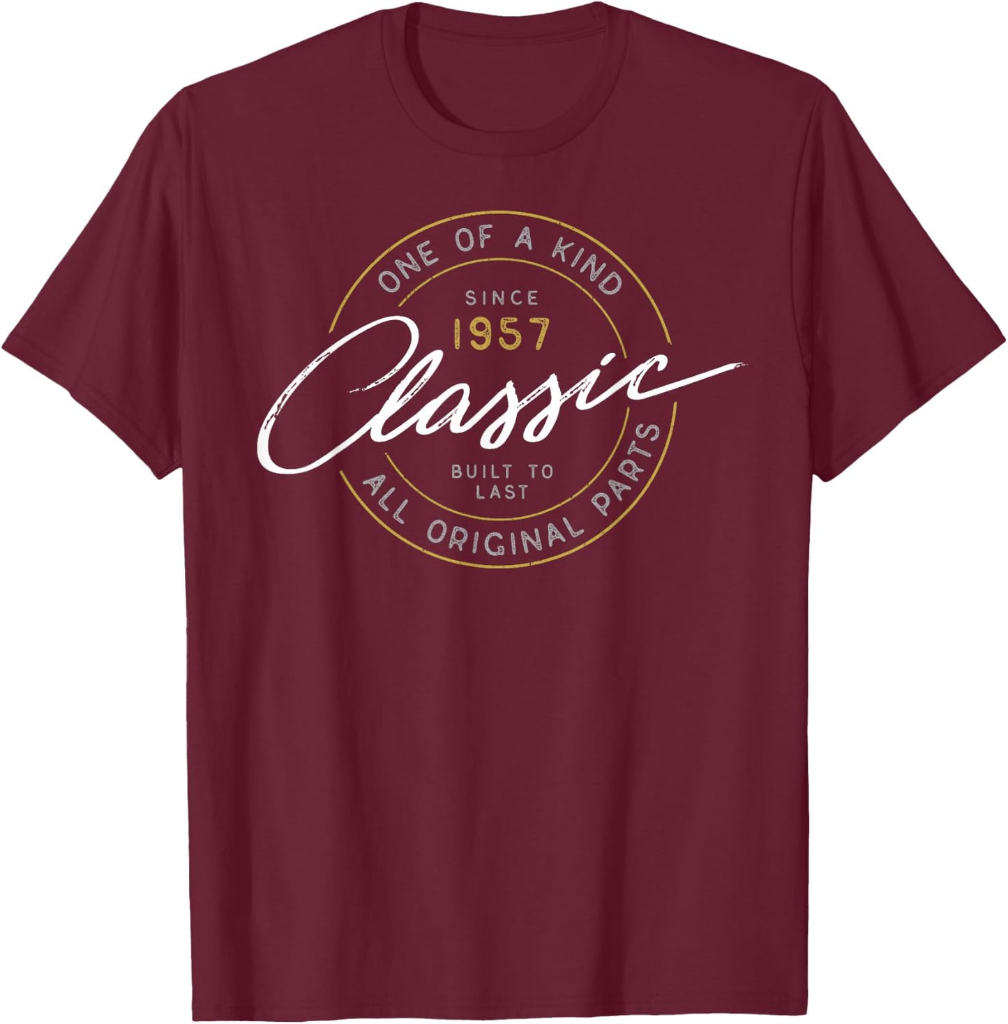 60th Birthday 1957 Classic Vintage Car Motorcycle T T-Shirt - T-Shirt | Maroon
