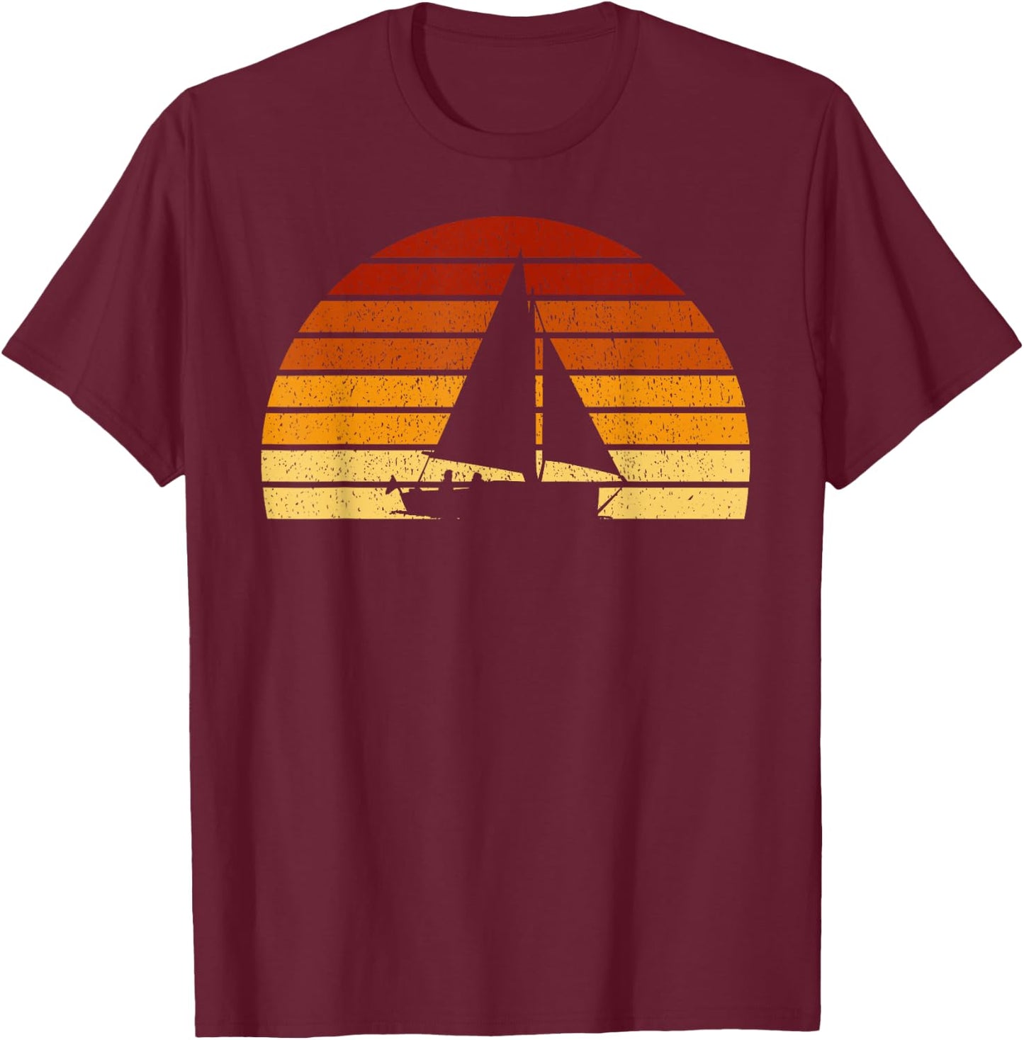 Vintage Sunset Sailing Gift Sailors and Skippers T-Shirt - T-Shirt | Maroon