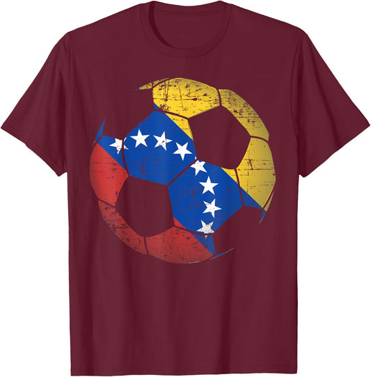 Venezuela Soccer Ball Flag - Venezuelan Football Soccer T-Shirt - T-Shirt | Maroon