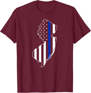 New Jersey Thin Blue Line NJ State Police Shirt T-Shirt - T-Shirt | Maroon