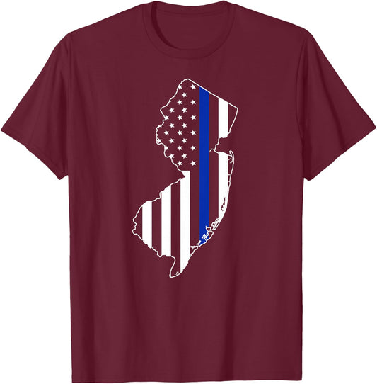 New Jersey Thin Blue Line NJ State Police Shirt T-Shirt - T-Shirt | Maroon