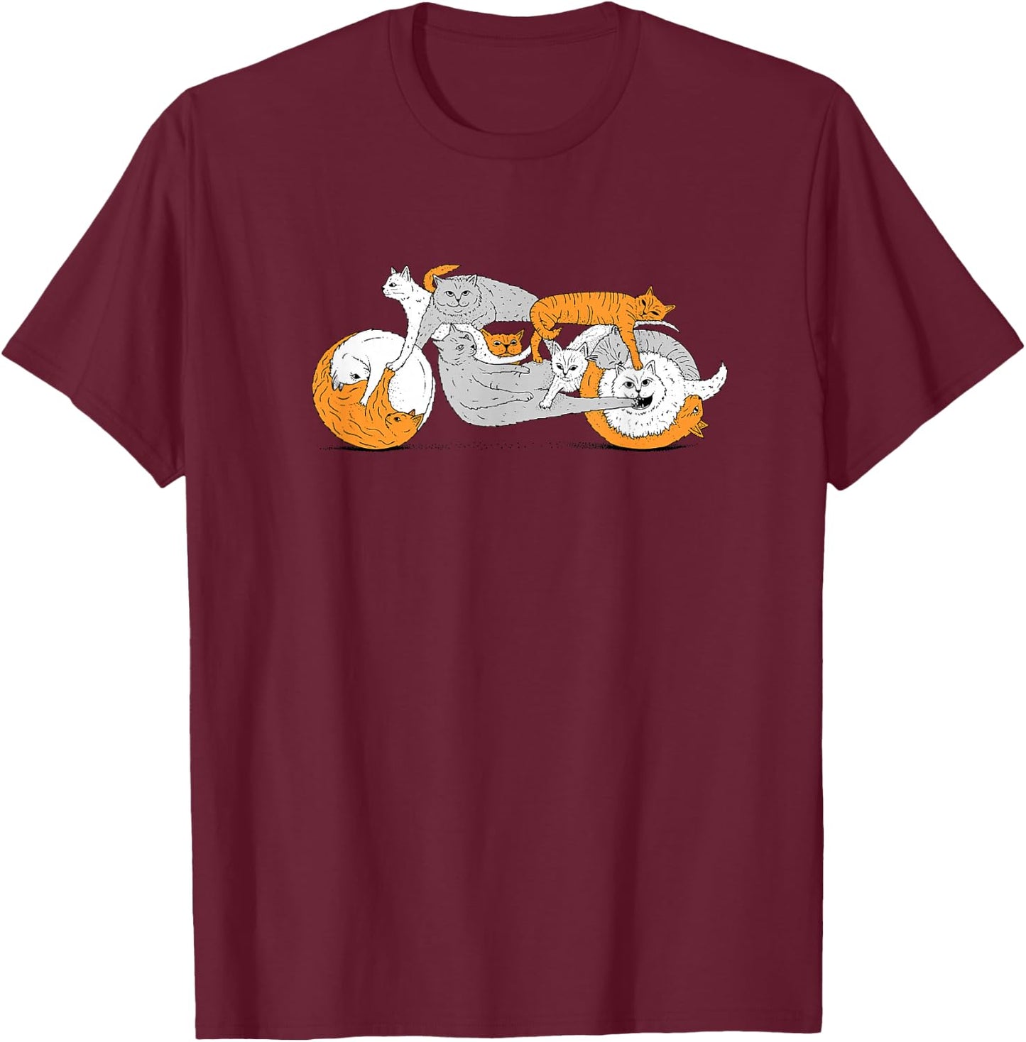 Biker Cat Cafe Racer Motorcycle Kitten T-Shirt - T-Shirt | Maroon