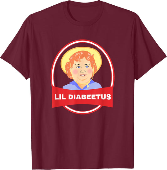 Lil Diabeetus Shirt - Type 1 Diabetes T Shirts Gift T-Shirt - T-Shirt | Maroon