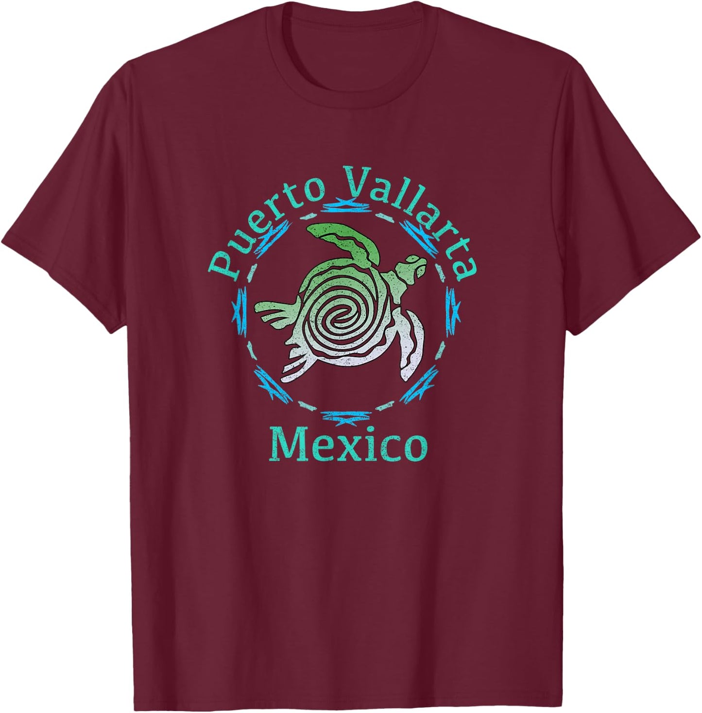 Puerto Vallarta Vintage Tribal Turtle Gift T-Shirt - T-Shirt | Maroon
