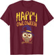 Funny Halloween Shirt Happy Owloween Owl Lover Bird Costume T-Shirt - T-Shirt | Maroon