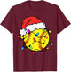 Softball Santa Claus Hat Christmas Light Softball Girls Kids T-Shirt - T-Shirt | Maroon
