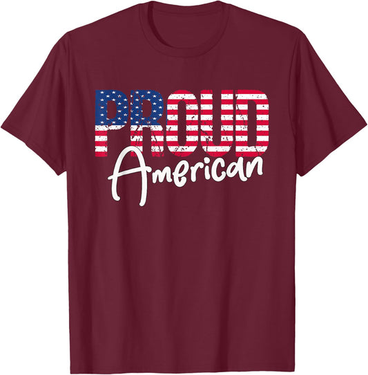 Patriotic 4th Of July Matching Gift Proud To Be An American T-Shirt - T-Shirt | Maroon