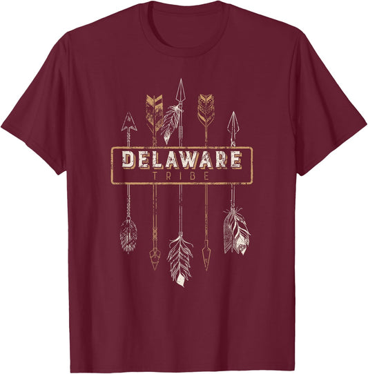 Delaware Tribe T Shirt Tribal Boho Distressed Arrows T-Shirt - T-Shirt | Maroon