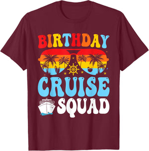 Birthday Cruise Squad 2025 Boat Birthday Party Cruise Bday T-Shirt - T-Shirt | Maroon