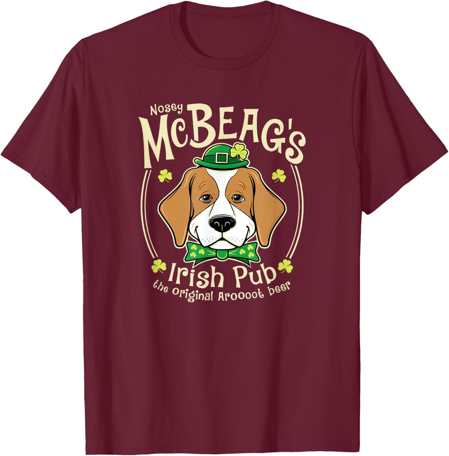 Beagle St Patrick's Day McBeag's Irish Pub T-Shirt - T-Shirt | Maroon