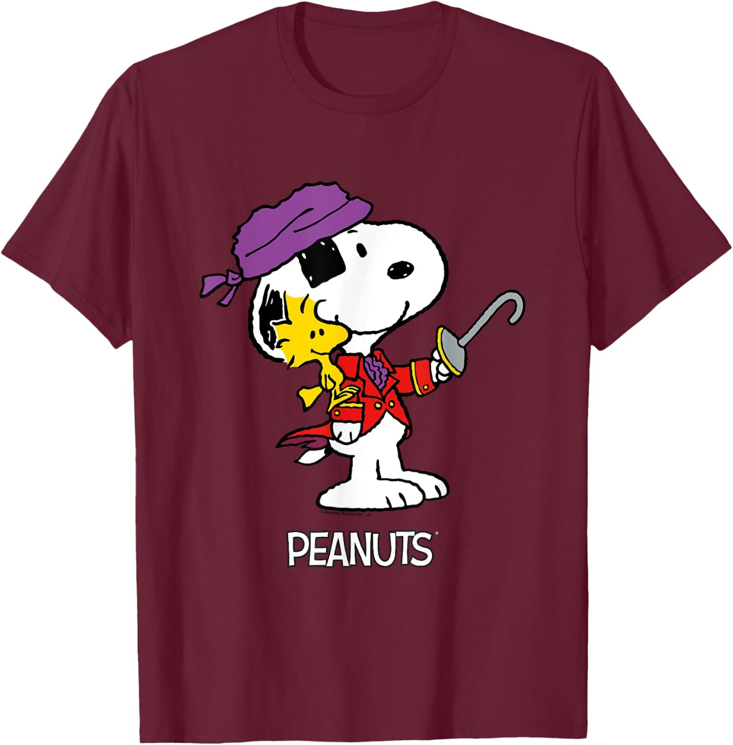 Peanuts Halloween Pirate Snoopy & Woodstock T-Shirt - T-Shirt | Maroon