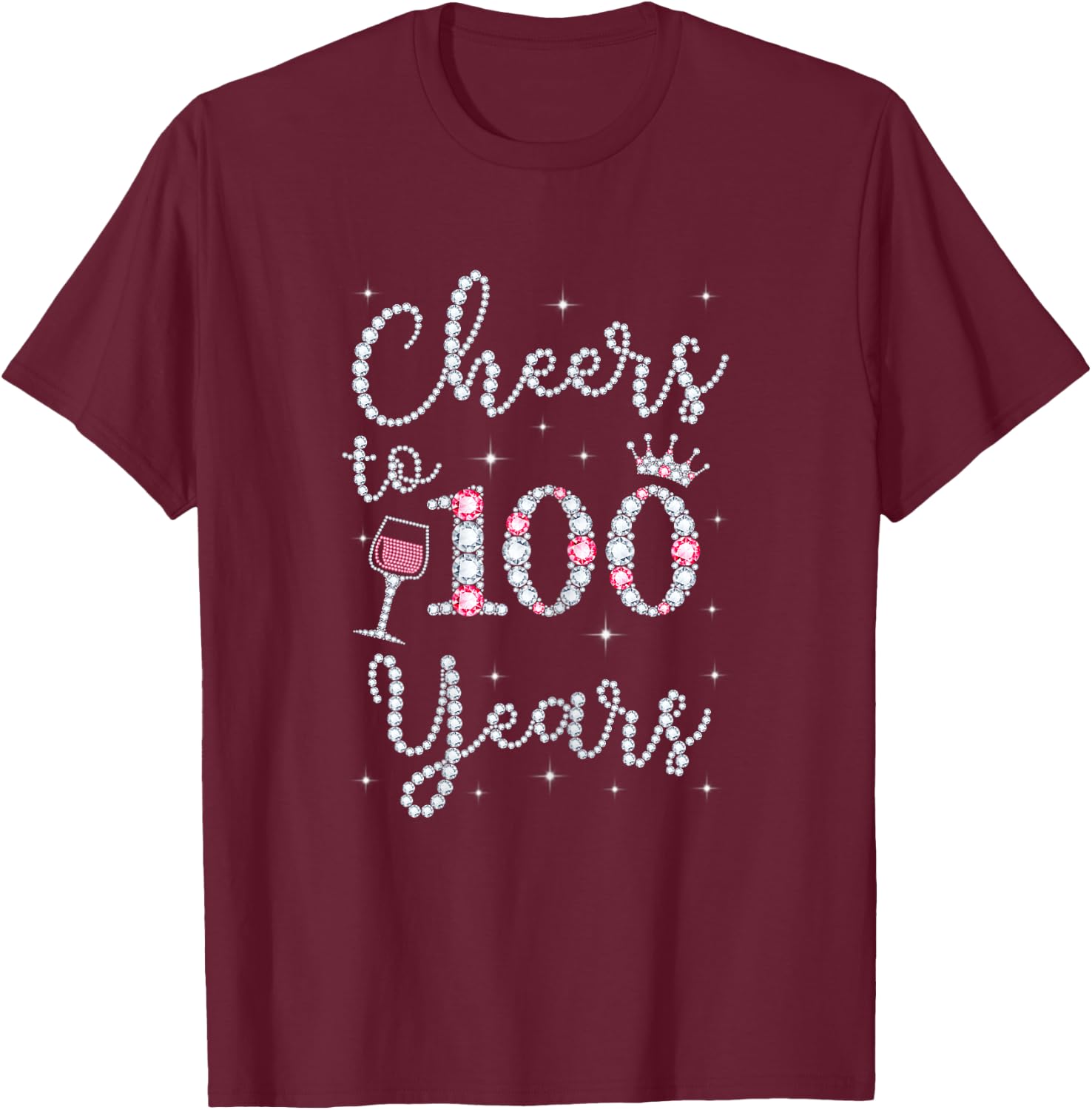 Cheers to 100 Years 1919 100th Birthday Gift T-Shirt - T-Shirt | Maroon