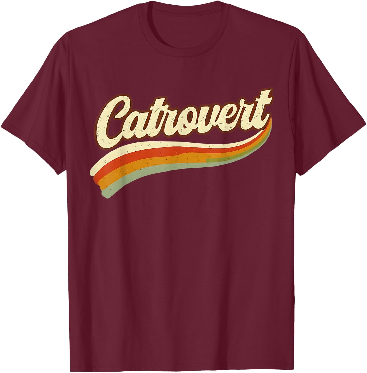 Retro Catrovert Cool Vintage for Introverts Cat Parents T-Shirt - T-Shirt | Maroon