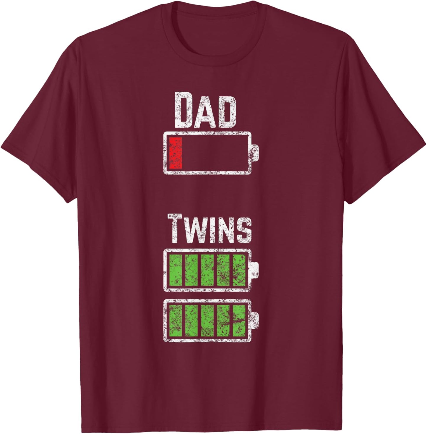 Funny Dad Twins Battery Charge Meme - Great Gift Dads T-Shirt - T-Shirt | Maroon