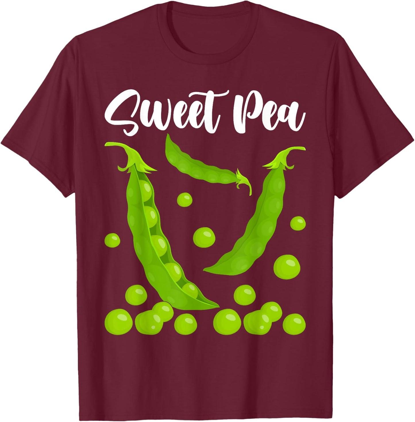 Sweet Pea Cute Adorable Vegetable Minimal Kawaii T-Shirt - T-Shirt | Maroon