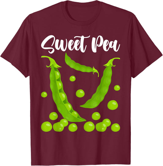 Sweet Pea Cute Adorable Vegetable Minimal Kawaii T-Shirt - T-Shirt | Maroon