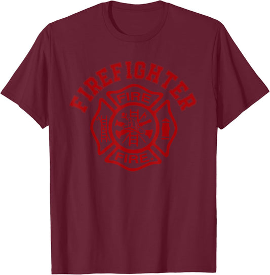 Fire Department Uniform - Official Firefighter Gear T-Shirt - T-Shirt | Maroon