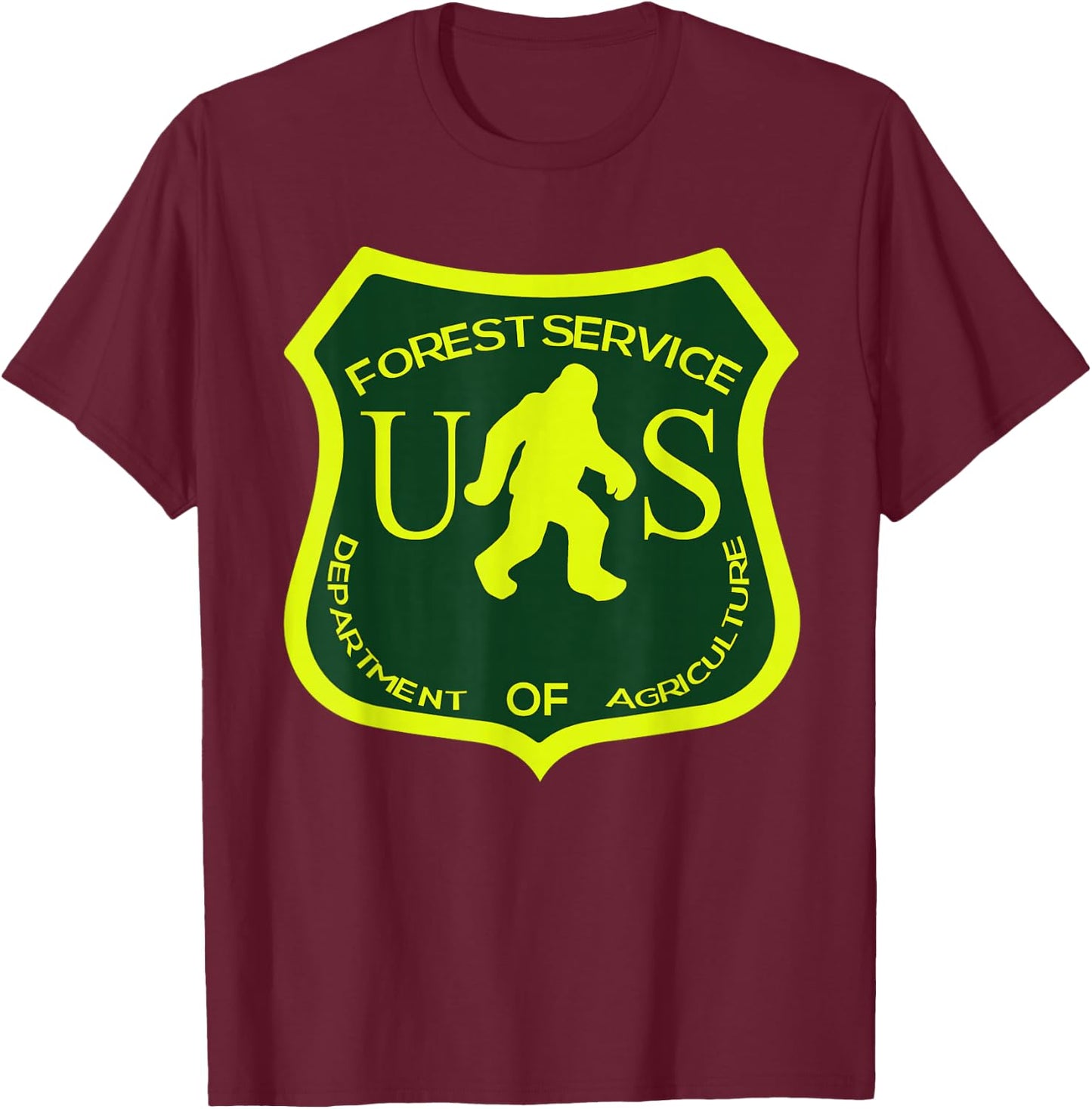 Funny Bigfoot National Park Forest Service Sasquatch T-Shirt - T-Shirt | Maroon