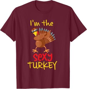 Funny Sexy Turkey Matching Family Group Thanksgiving Party T-Shirt - T-Shirt | Maroon