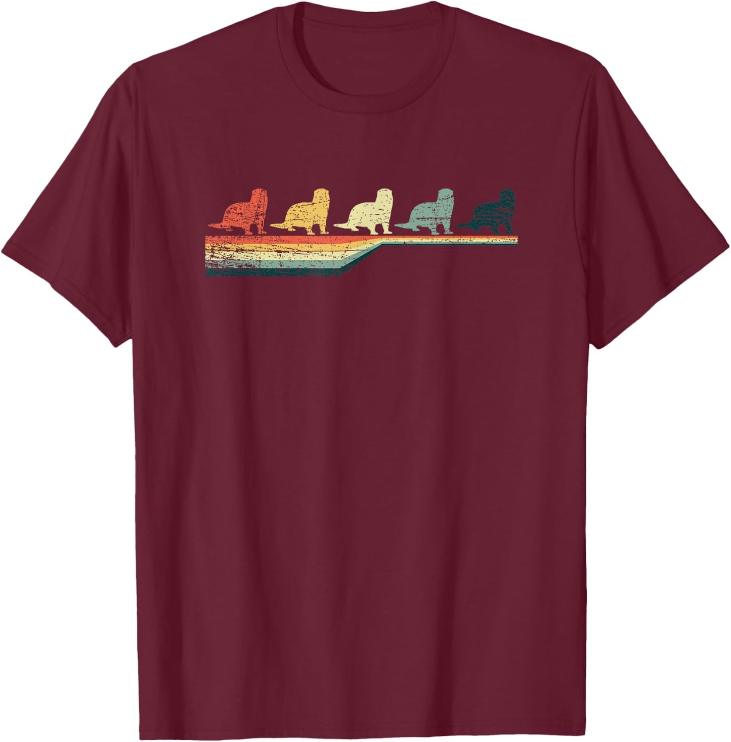 Vintage Retro Otter T-Shirt - T-Shirt | Maroon