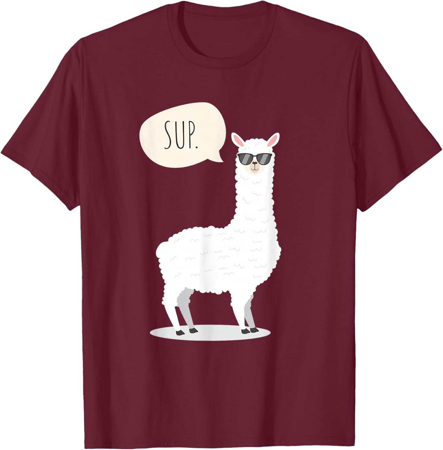 Sup No Drama Llama Alpaca T-Shirt - T-Shirt | Maroon