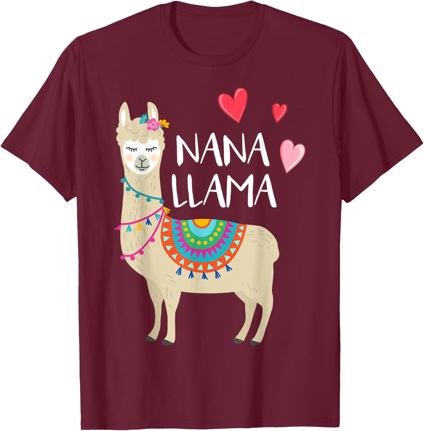 Nana Llama Cute Love Llamas & Alpacas Gift T-Shirt - T-Shirt | Maroon