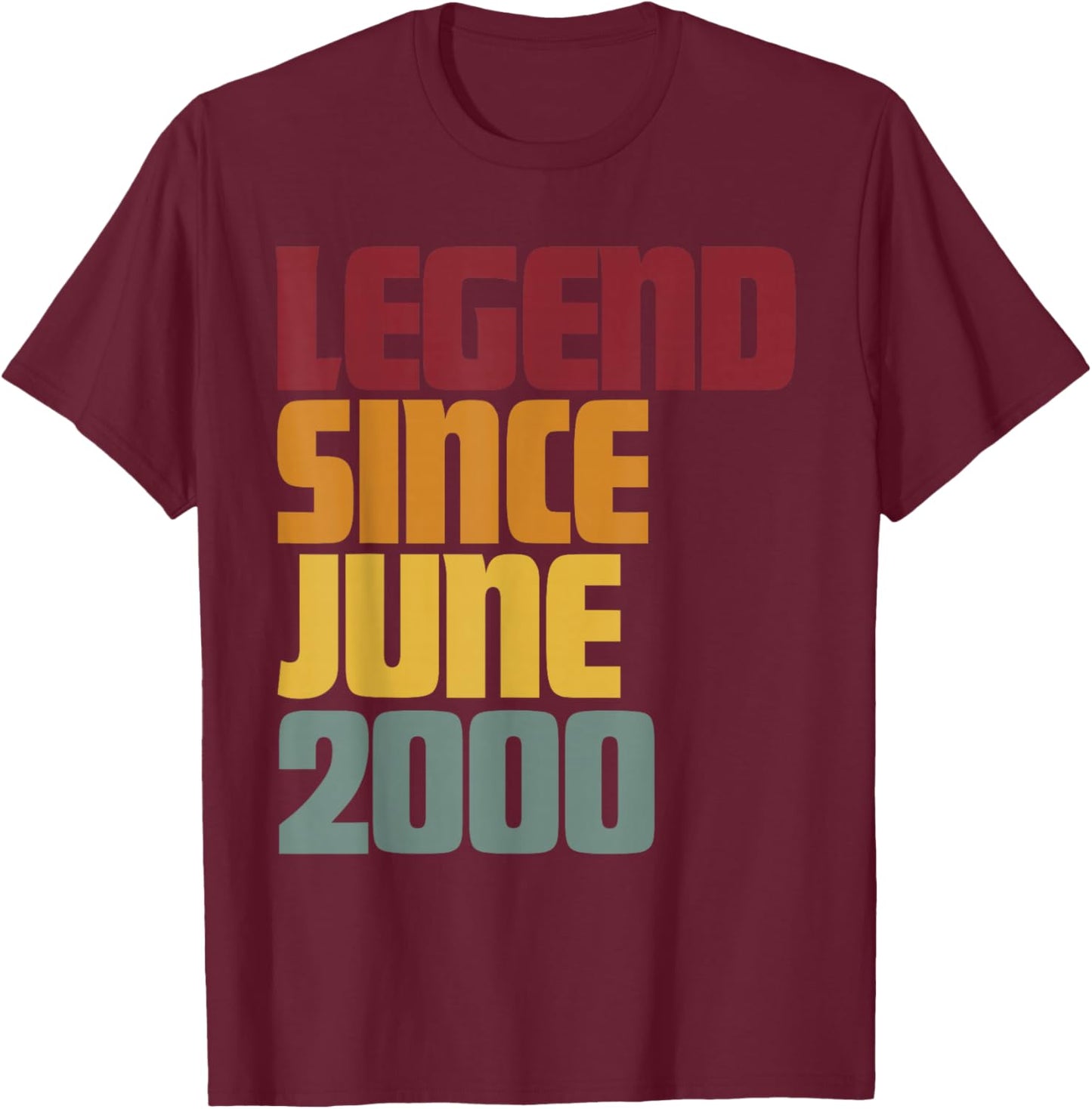 Legend Since June 2000 26th Birthday - Vintage T-Shirt - T-Shirt | Maroon