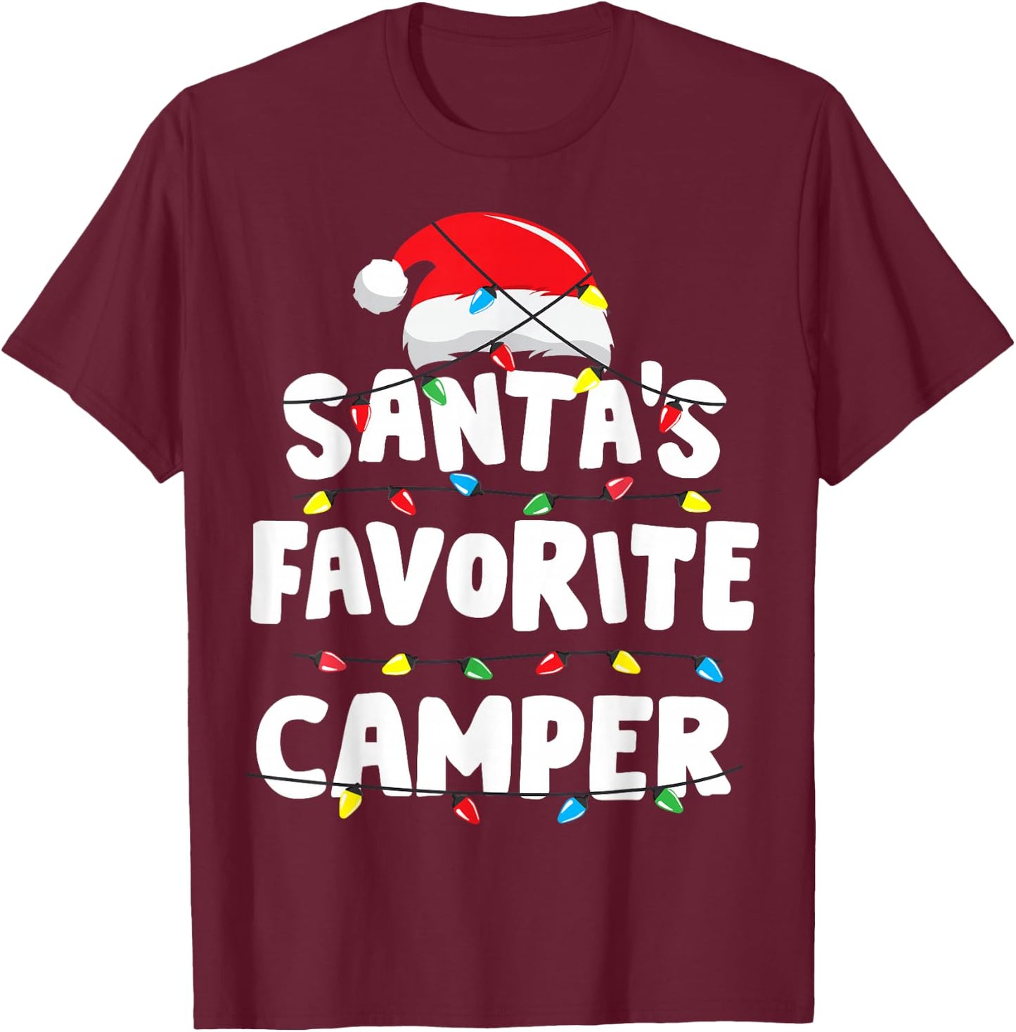 Camper Camping Christmas Santa's Favorite Funny Xmas T-Shirt - T-Shirt | Maroon
