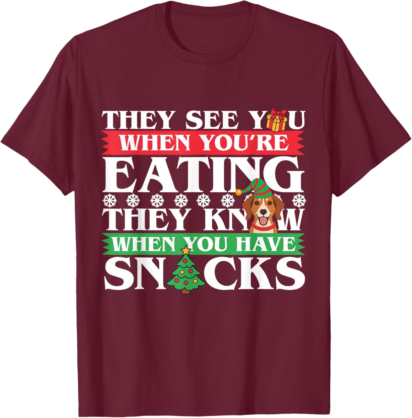Beagle Christmas Shirt - Beagle Lover and Gifts T-Shirt - T-Shirt | Maroon
