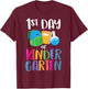 1st Day of Kindergarten Back to School First Kids Boys Girl T-Shirt - T-Shirt | Maroon