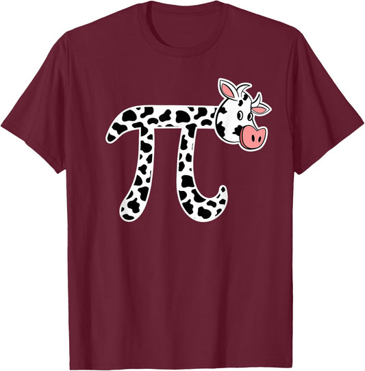 Pi Day - Funny Cow Pi March 14th Cow Lover 3.14 Pi T-Shirt - T-Shirt | Maroon