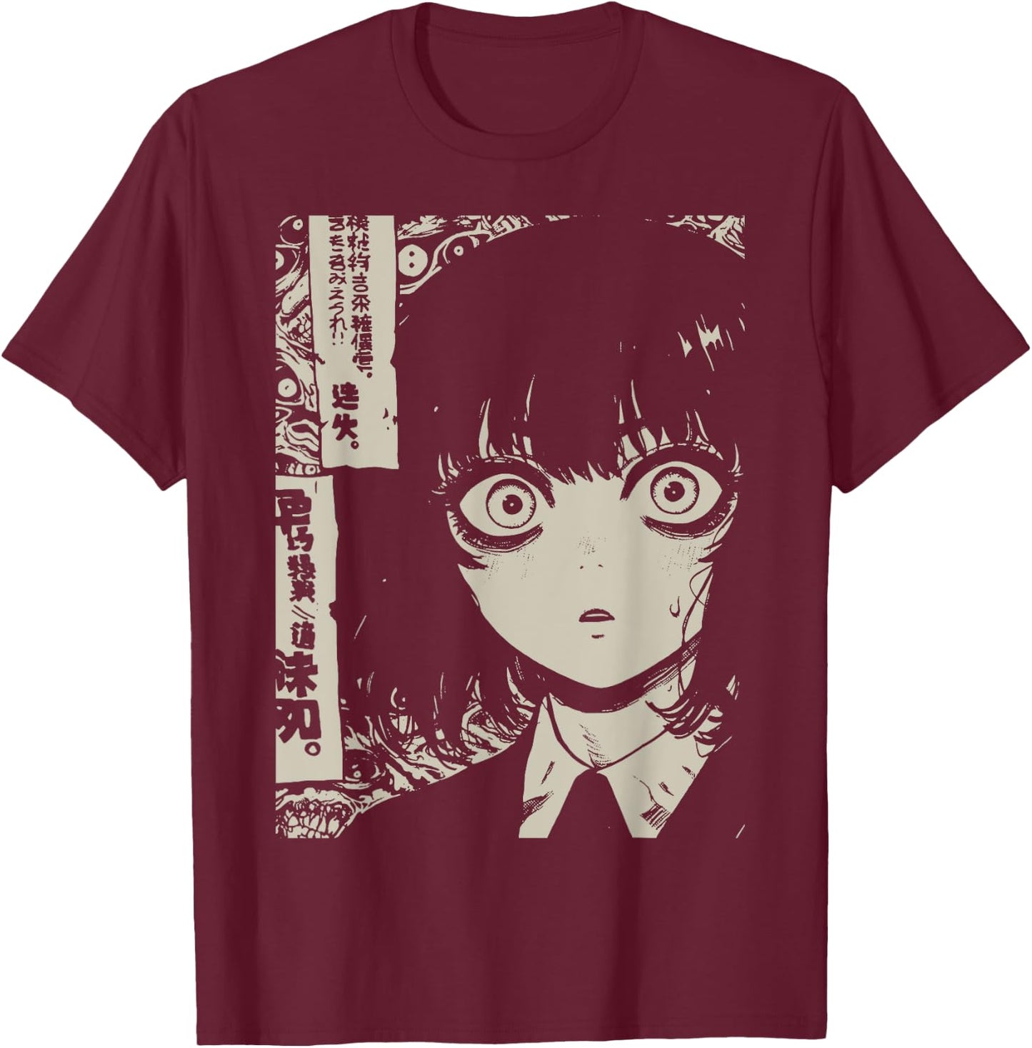 Horror Anime Manga | Japan Japanese Creepy Kawaii Goth T-Shirt - T-Shirt | Maroon