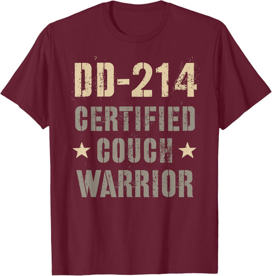Funny DD-214 COUCH WARRIOR Alumni Proud Officer Military Gag T-Shirt - T-Shirt | Maroon