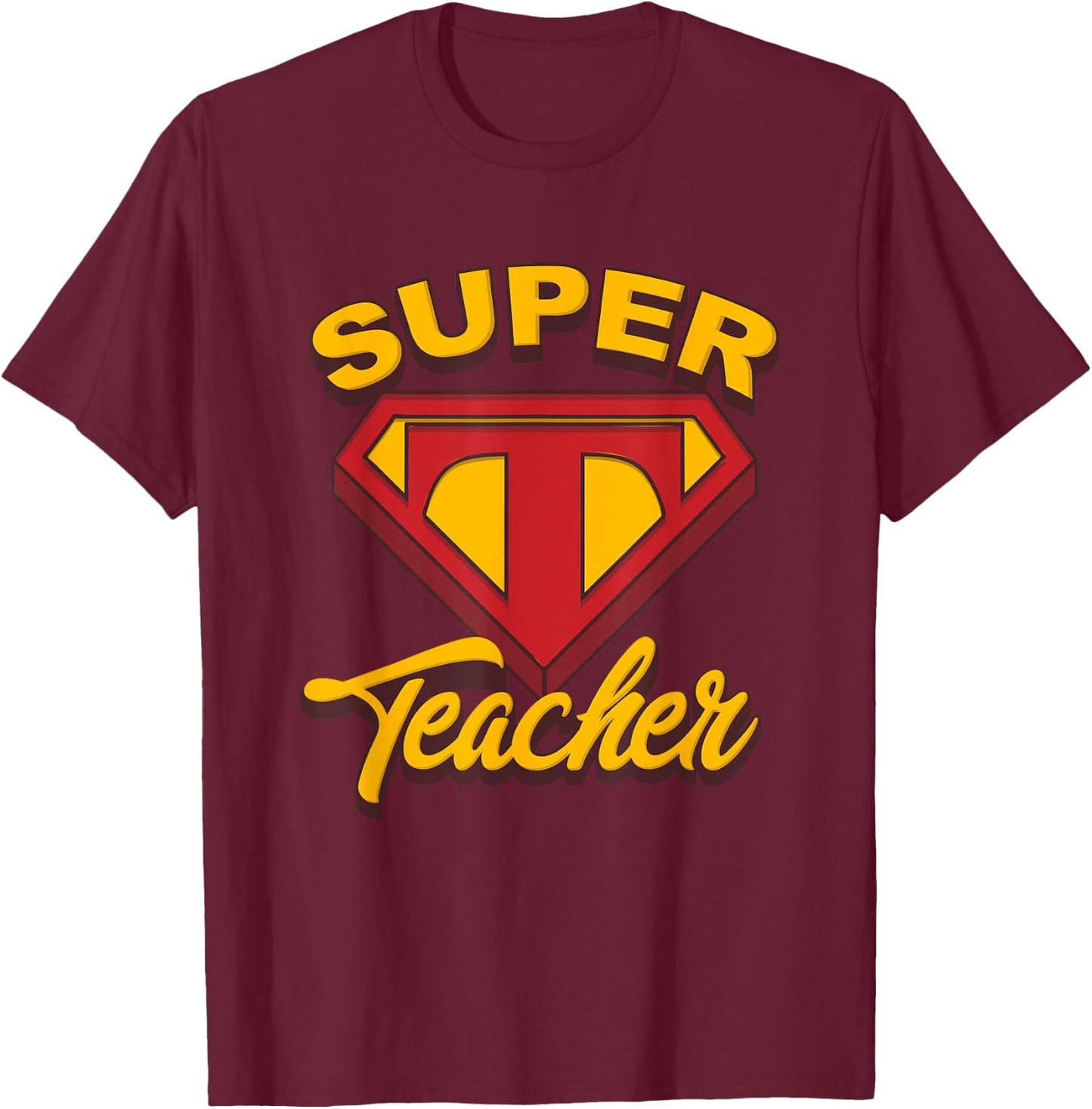 Superteacher Superhero Funny Teacher T-Shirt - T-Shirt | Maroon