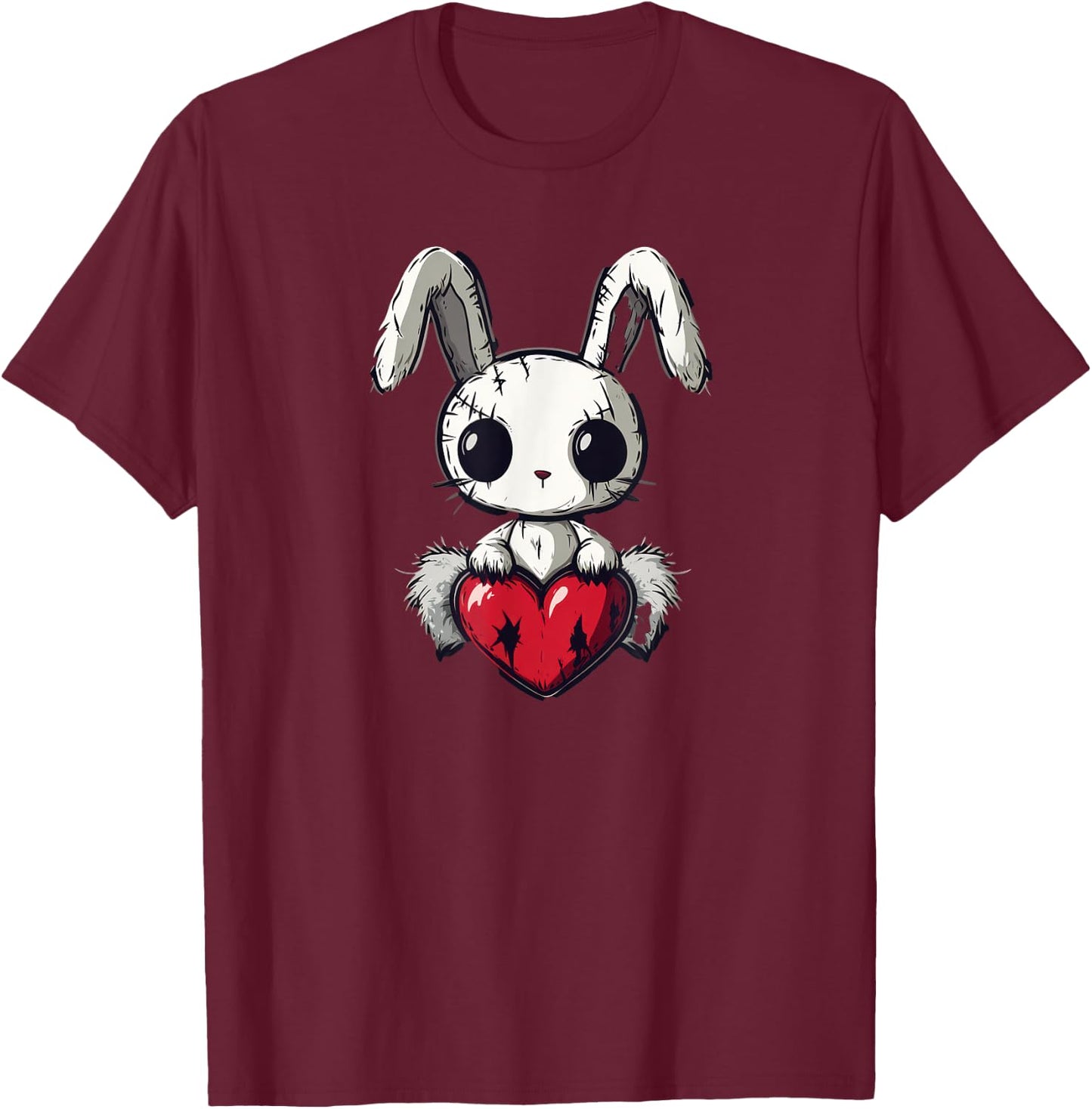 Goth Bunny Creepy Cute Emo Pastel Kawaii Voodoo Doll Graphic T-Shirt - T-Shirt | Maroon