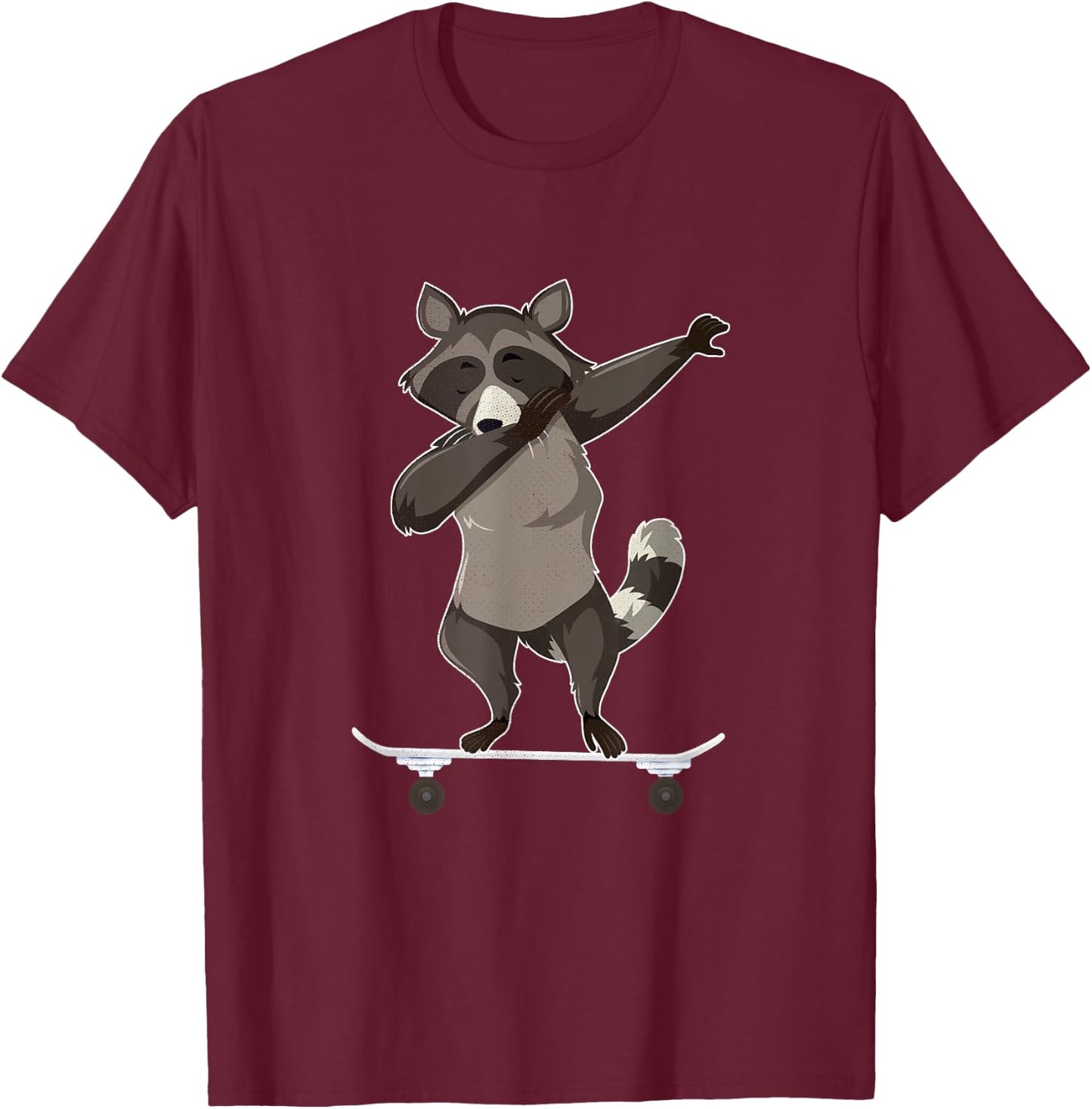 Skateboarding Raccoon on Skateboard Gift Skater T-Shirt - T-Shirt | Maroon