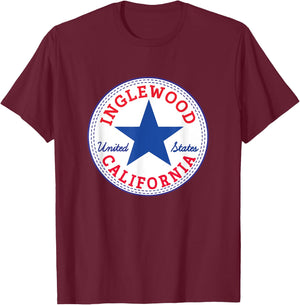 Inglewood Los Angeles County California urban Surf Outfit T-Shirt - T-Shirt | Maroon