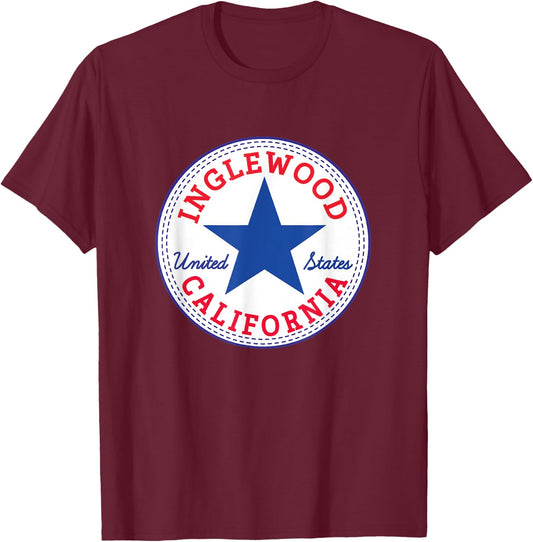 Inglewood Los Angeles County California urban Surf Outfit T-Shirt - T-Shirt | Maroon
