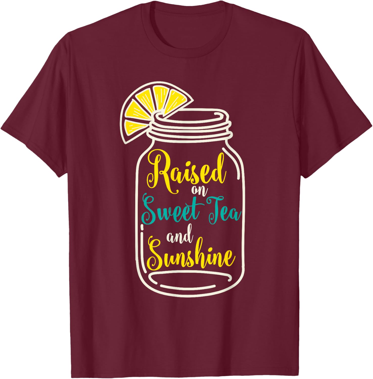 Girls Southern Gift Raised on Sweet Tea & Sunshine T-Shirt - T-Shirt | Maroon