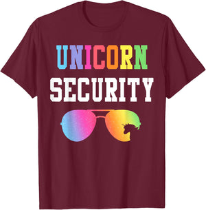 Family Birthday Unicorn Security Halloween Costume Dad Mom T-Shirt - T-Shirt | Maroon