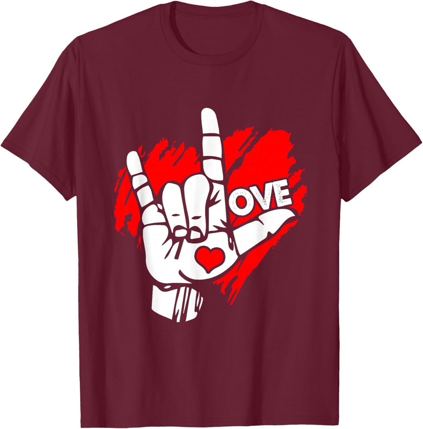 I Love You Sign Language ASL Speak Languages T-Shirt - T-Shirt | Maroon